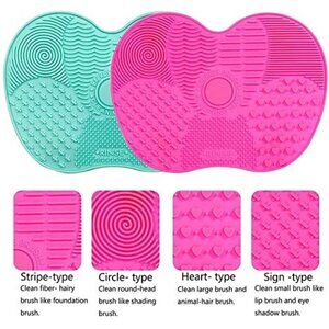 SILICONE GEL MAKEUP BRUSH CLEANING MAT WITH SUCTION CUP 2 PCS